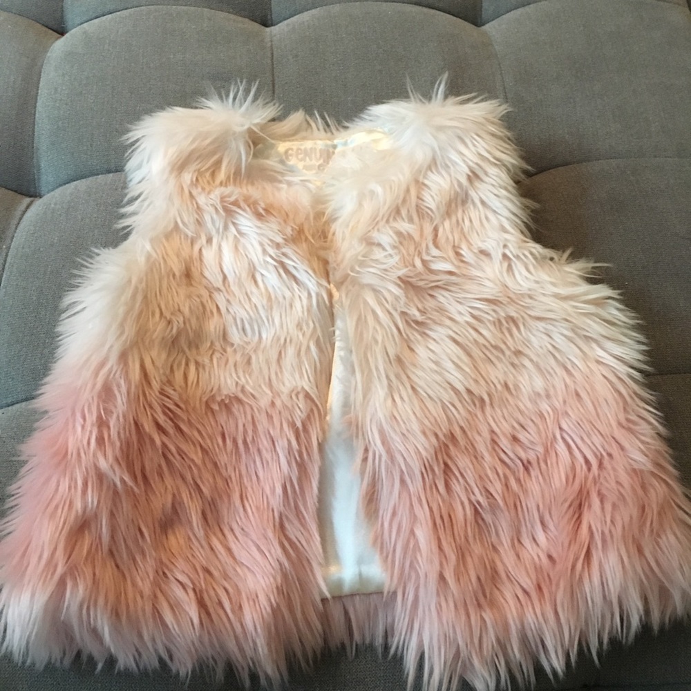 Genuine Kids by Osh Kosh pink ombré furry vest 2-3